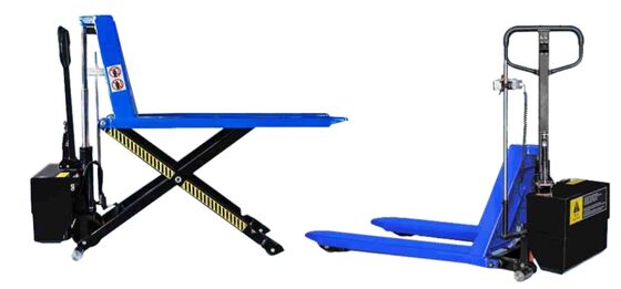 Xe nâng pallet nâng cắt kéo bằng điện có nâng điện và hạ bằng tay, lý tưởng cho việc cắt và gấp giấy.