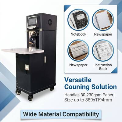 Thiết bị đếm giấy tự động với chiều cao chồng tối đa 220mm và chiều rộng giấy đánh dấu 5mm