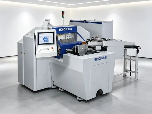Máy cắt ba lưỡi HX150DH cấp liệu băng chuyền 4200 lần cắt/giờ cho máy cắt khối sách